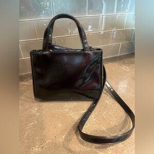 Black Amanda Smith Faux Patent Leather Shoulder Bag